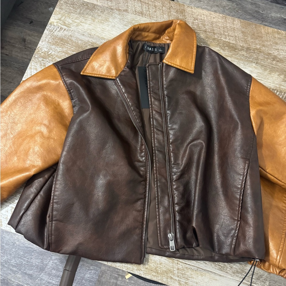 Lioness Brown and Tan Bomber Jacket